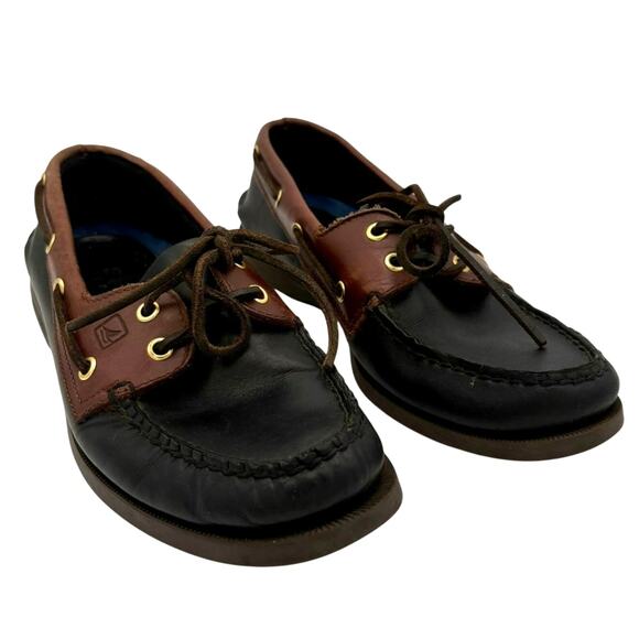 Sperry Top-Sider Boat Shoes Leather Lace Up Loafers Black Brown Men\'s 8M main image 6